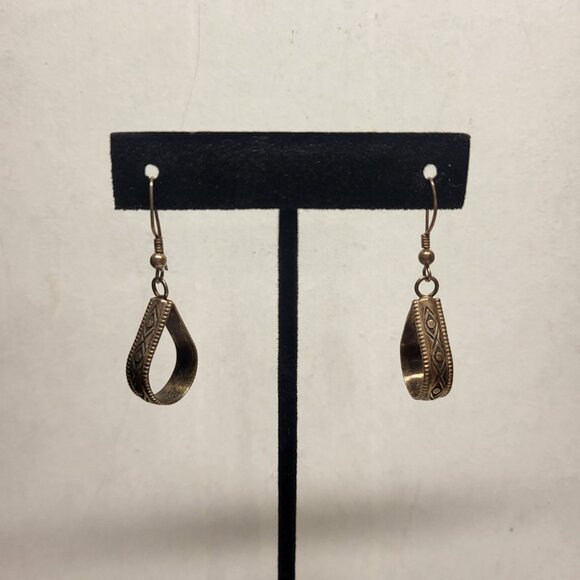 Sterling Silver Artisan Dangle Tear Drop Hoop Mexican Earrings Southwest Boho - Picture 1 of 6